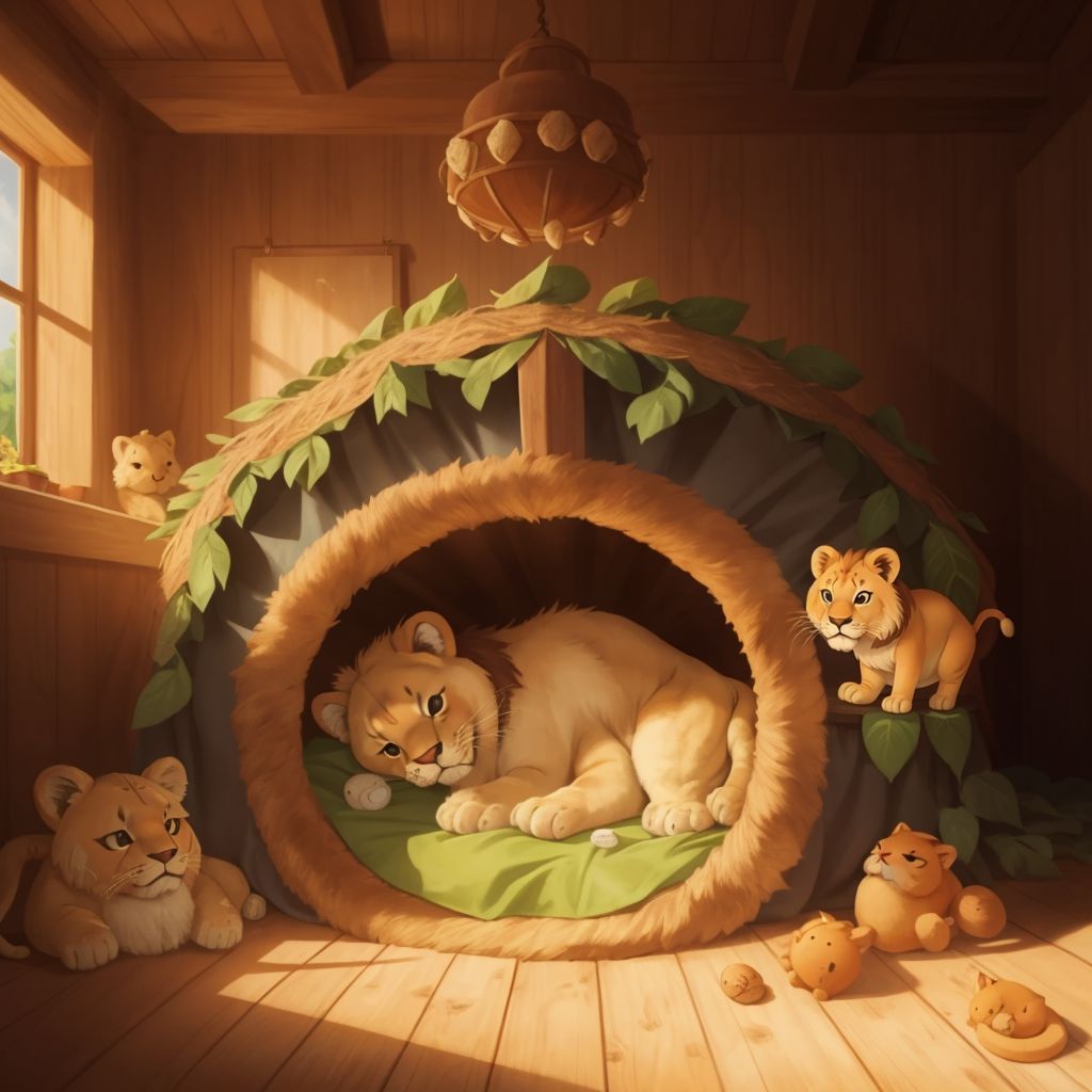 A BABY LION LEARNS FROM DAD