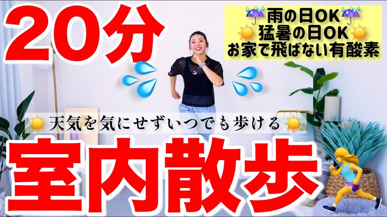 【20分室内散歩】天気に左右されない!! お家でお散歩有酸素で脂肪燃焼!! 生理中や産後にもOK👌