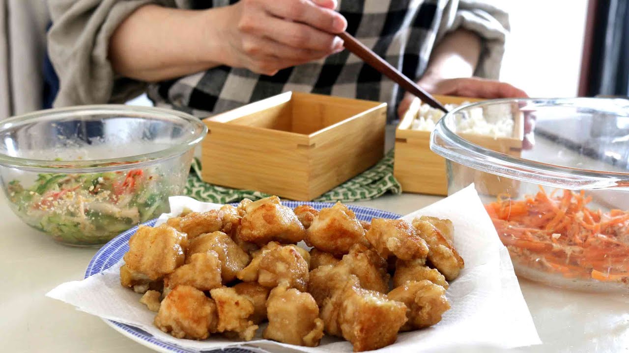 【お弁当作り】なんだかんだ喜ばれるおかず！厚揚げと鶏むね肉のコロコロ唐揚げ弁当bento＃889