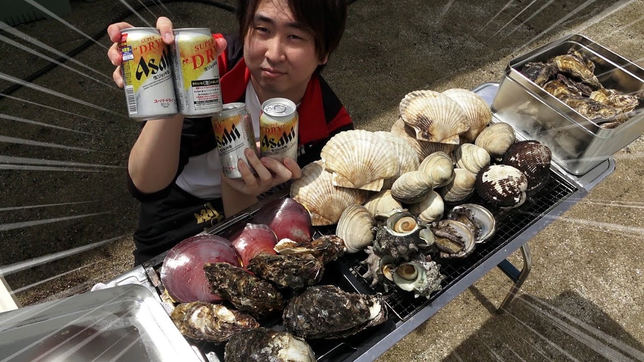【至福】庭で好きな貝だけでバーベキューしてみた。〜キンキンに冷えた生ジョッキ缶で〜