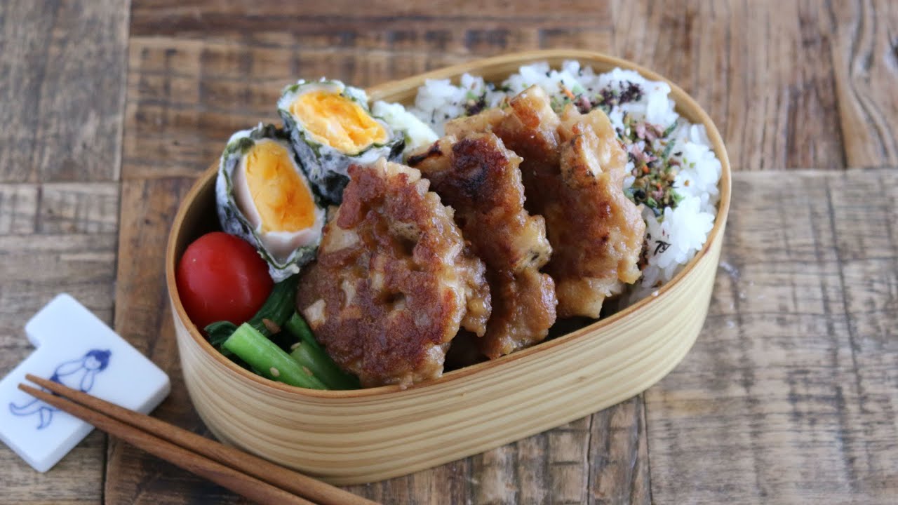 【お弁当作り】食感がクセになって無限に食べれる！豚ひき肉とレンコンのお焼き弁当bento＃926