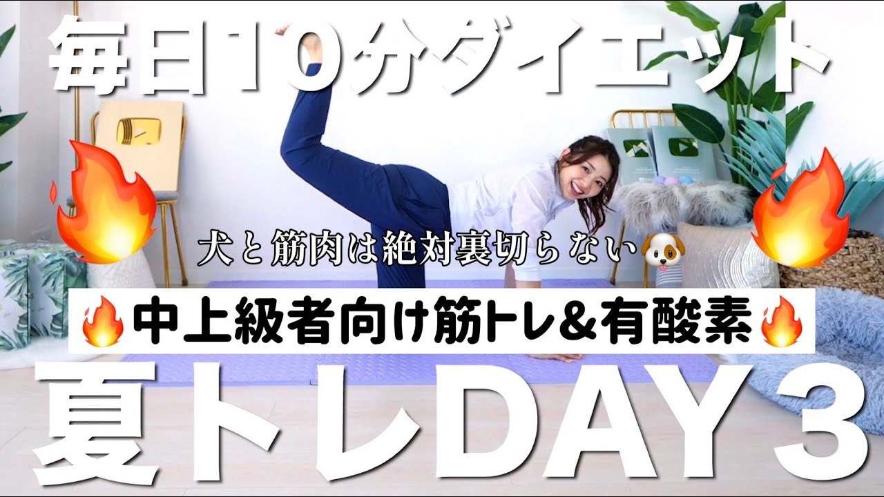 【夏トレ3日目】中上級者向け有酸素&全身筋トレ!!　〜徐々に負荷が上がる3日間トレーニングDAY3〜