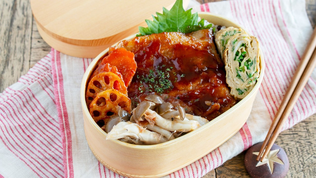 【お弁当作り】仕事で落ち込んだ旦那のテンション爆上げ!! はんぺんと豚バラ肉でなんちゃってポークステーキ弁当bento＃990