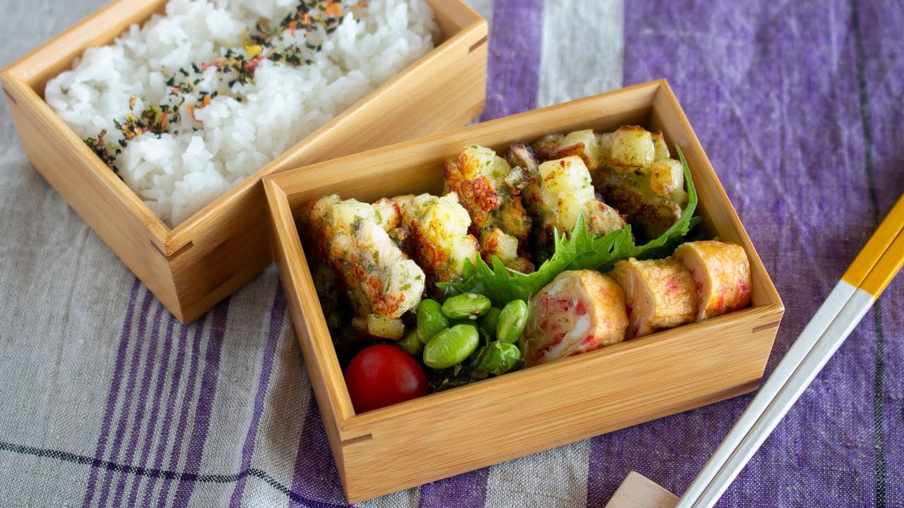 【節約弁当】「これうまっ！」旦那も息子も喜んだ♡のり塩チーズポテトチキン弁当bento#1013