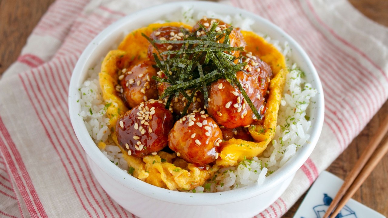 【節約弁当】材料3つで200円以下！豆腐入りてりたまミートボール丼弁当bento#1012