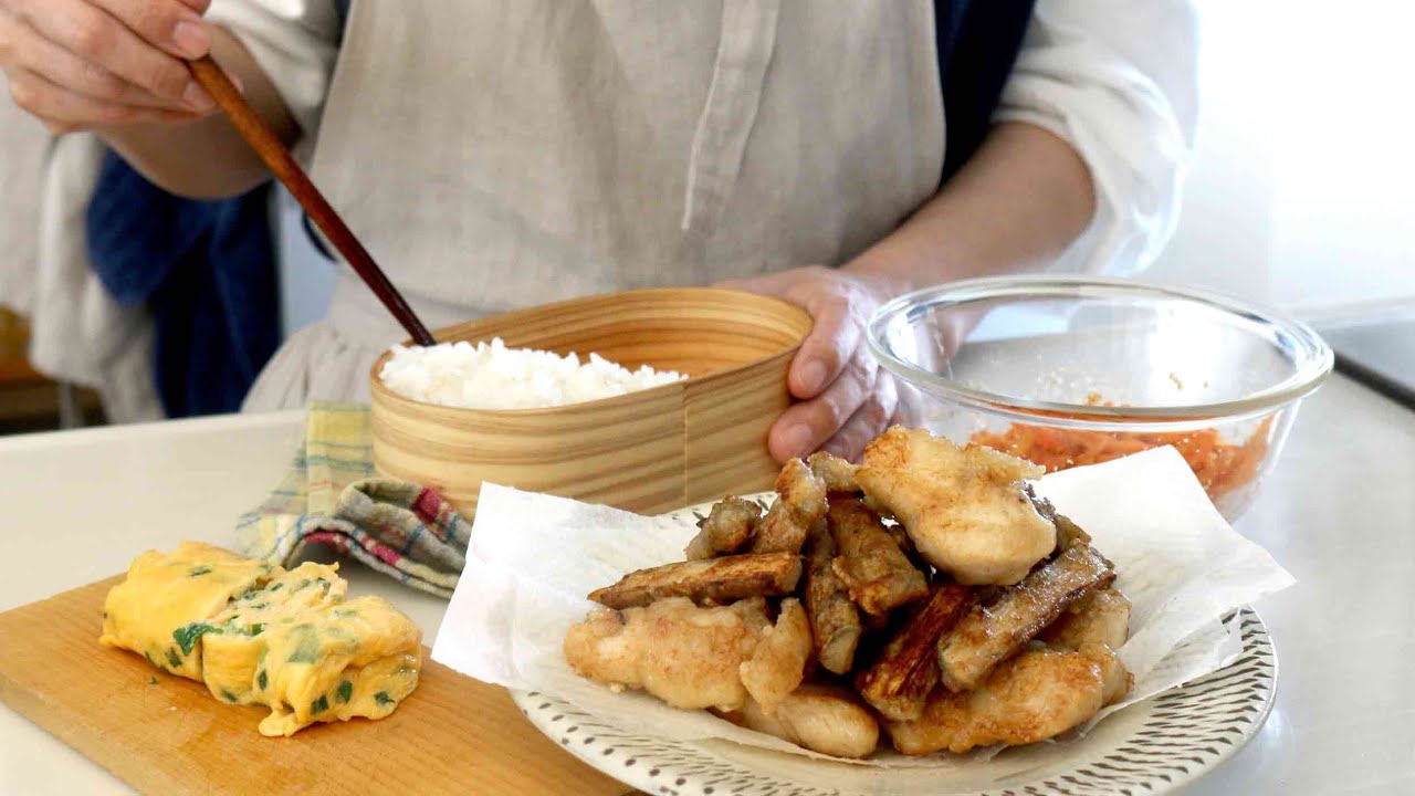 【3品弁当】このゴボウがサクサクで最高！ササミとゴボウのスティック唐揚げ＃854