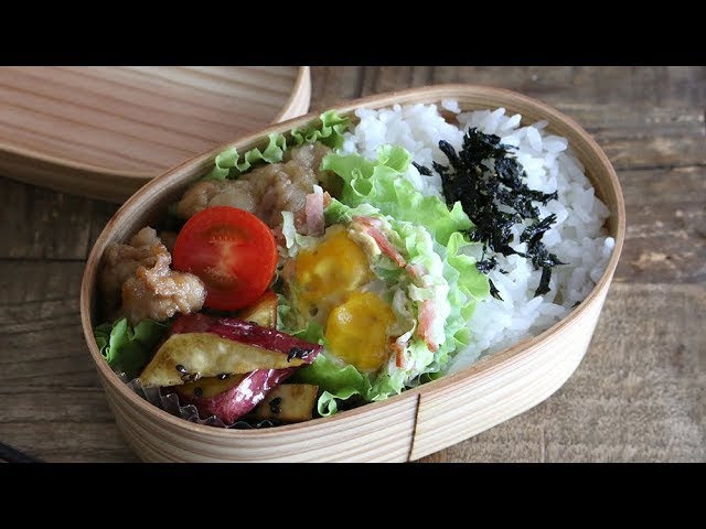 【お弁当作り】簡単３品おかずの豚こま唐揚げ弁当bento【旦那弁当】＃542