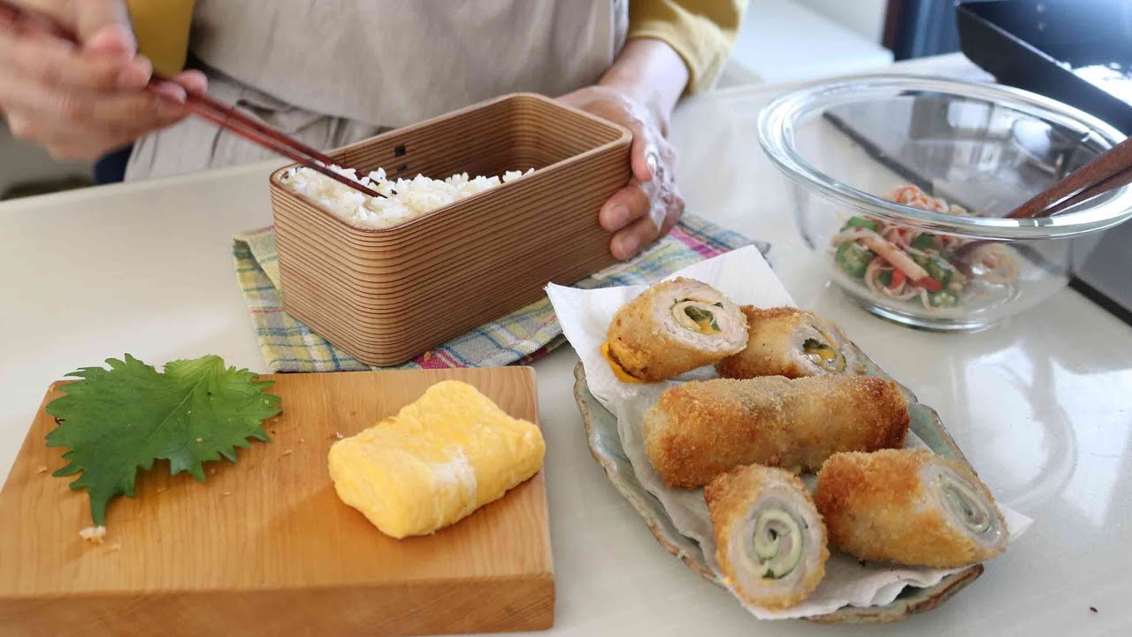 【お弁当作り】めっちゃ喜んでもらえた！豚肉のくるくるミルフィーユチーズカツbento＃797