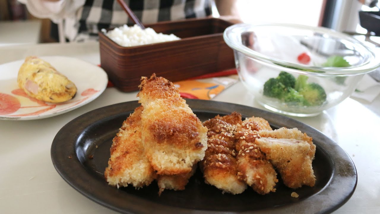 【お弁当作り】節約ヘルシーで美味いとんかつ！エリンギ豚カツ弁当bento＃914