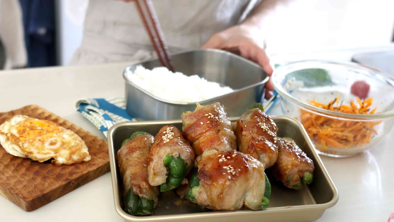 【お弁当作り】旦那がヤバ美味しいと喜んだ！ピーマン厚揚げの豚バラ巻き弁当bento＃906