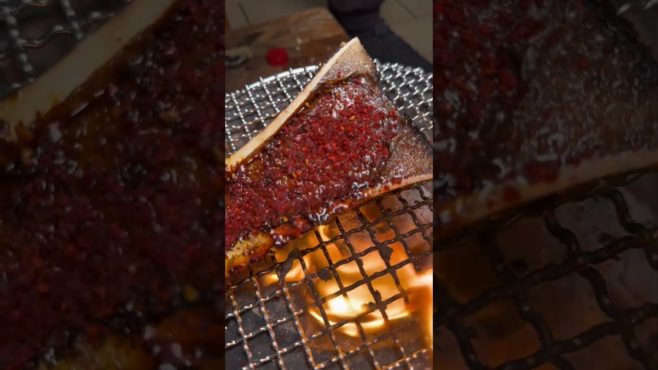 【七輪】牛の骨髄がうますぎる！　#食テロ #asmr #bovine marrow #炭火焼き
