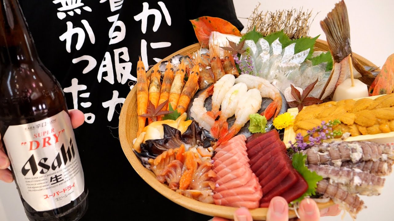 【朝4時】寝起きで市場で買った食材で刺し盛り作ったら豪華なのできた