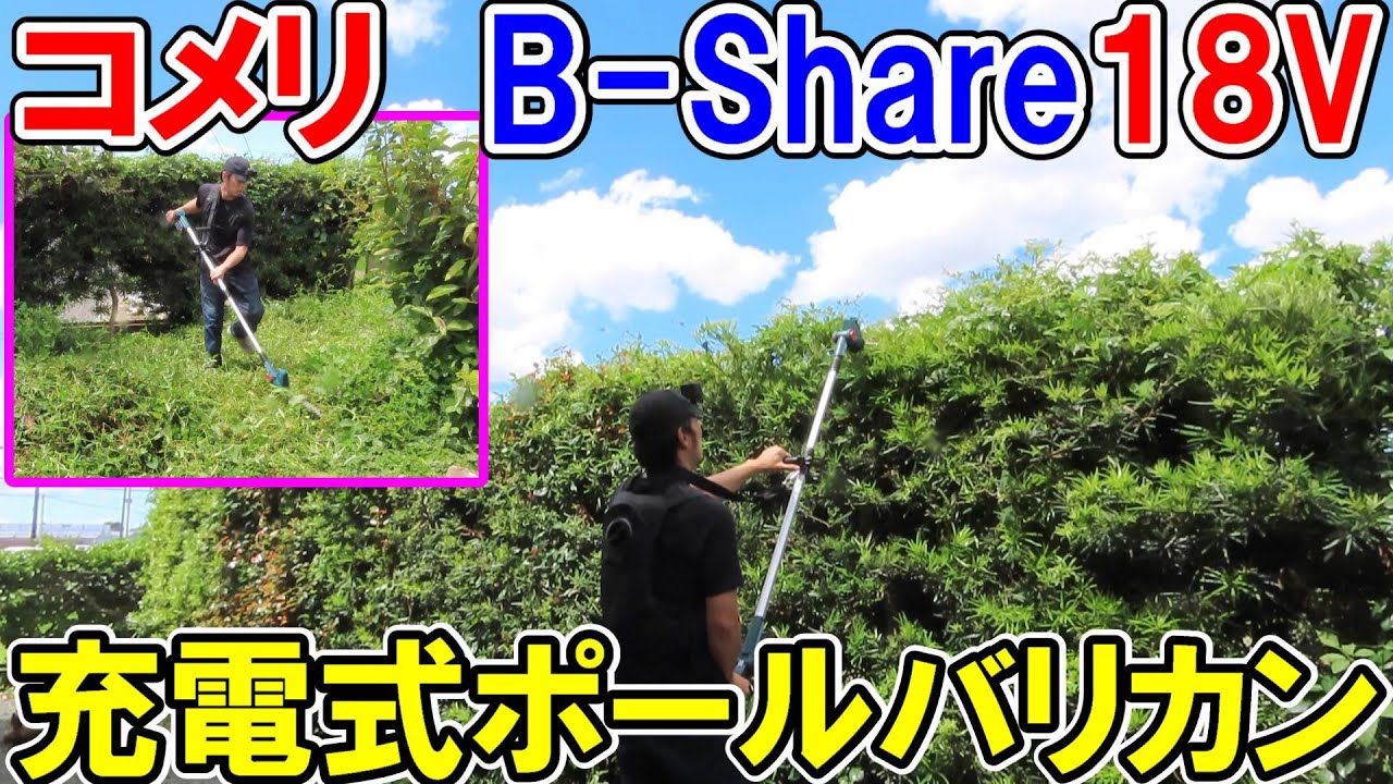 高い垣根も草刈りもおすすめ　コメリのB-Share18V充電式ポールバリカン
