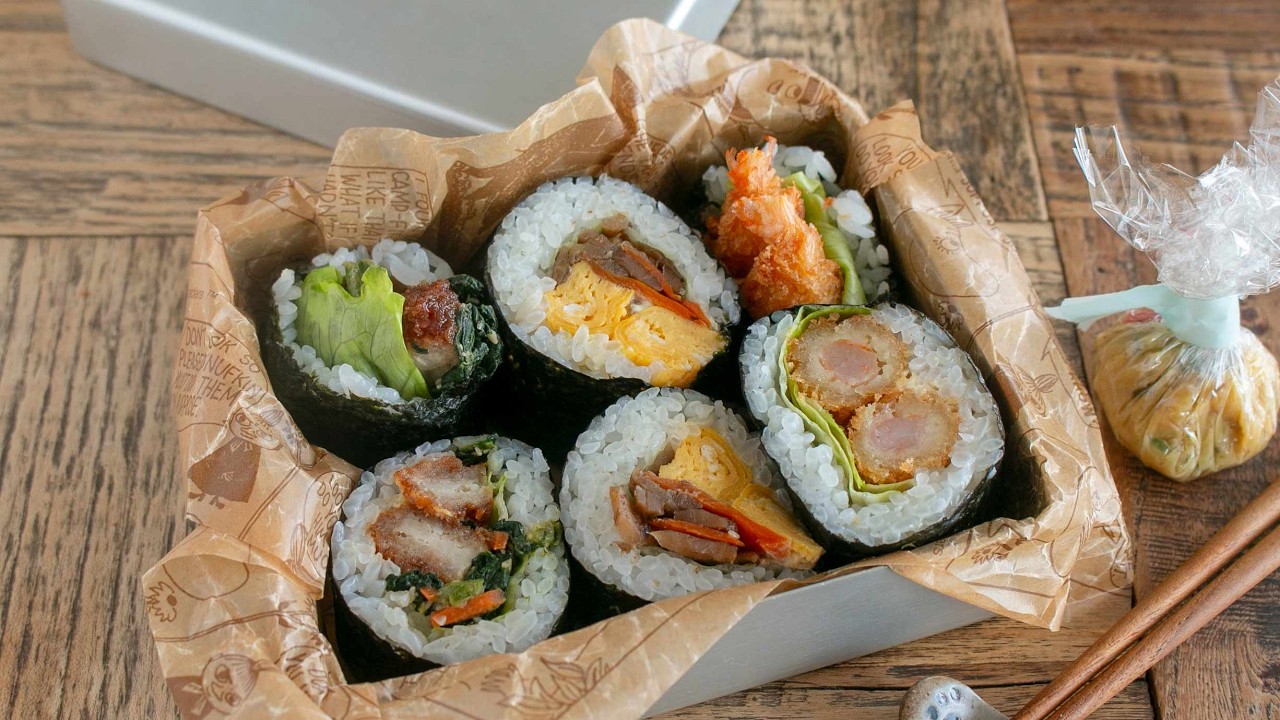 【巻き簀不要】1本で3種類できちゃう！冷食を使った手抜き巻き寿司弁当 #巻き寿司 #お弁当作り #japanesefood