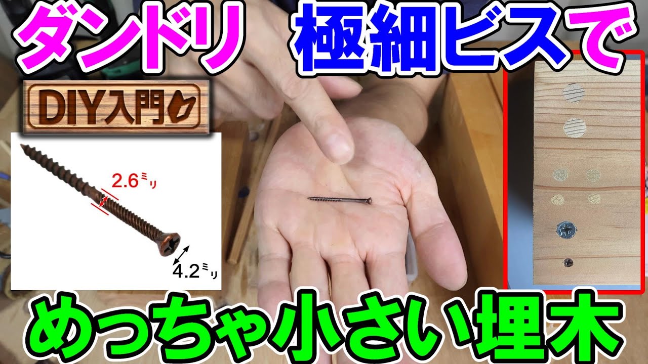 【DIY入門】ダンドリビスの極細ビスは目立たない小さい埋木におすすめ　保持力や加工の注意点