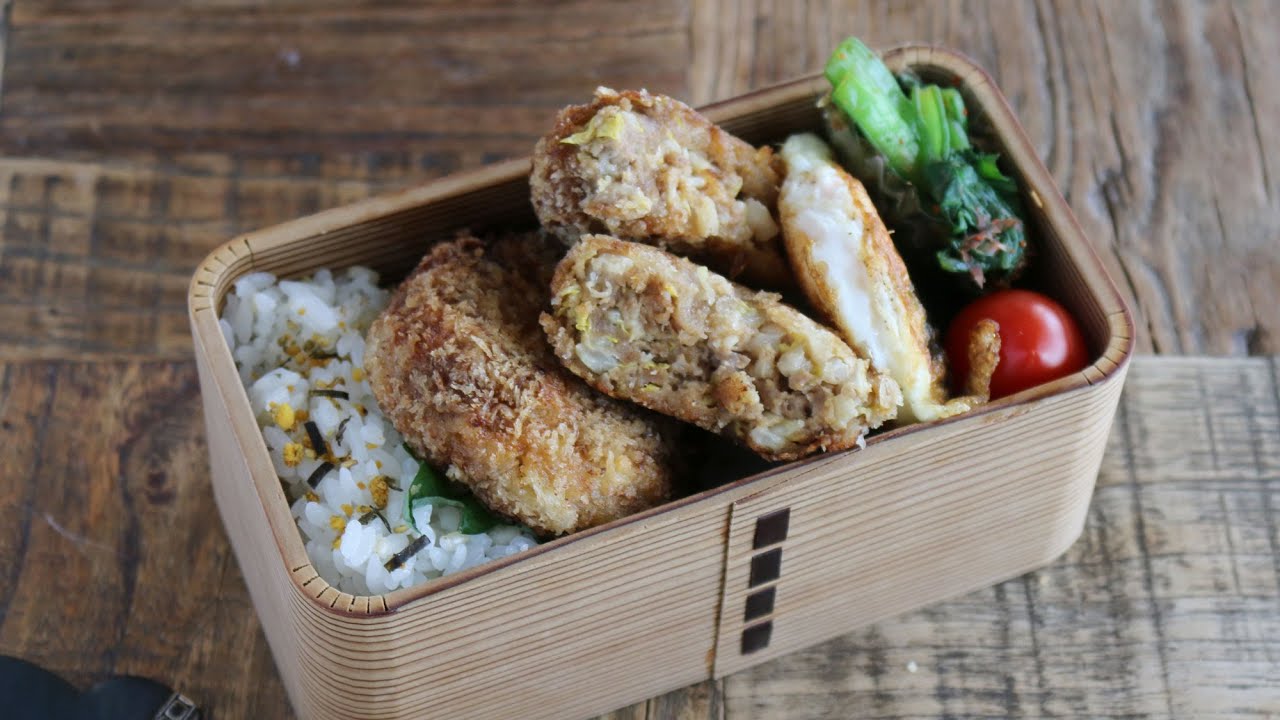 【お弁当作り】白菜余ってたらこれ！ご飯に合う白菜メンチカツbento＃935