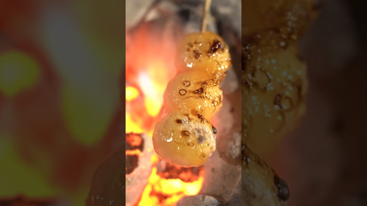 【七輪】みたらし団子の炭火焼きがうますぎる！#asmr #bbq #recipe