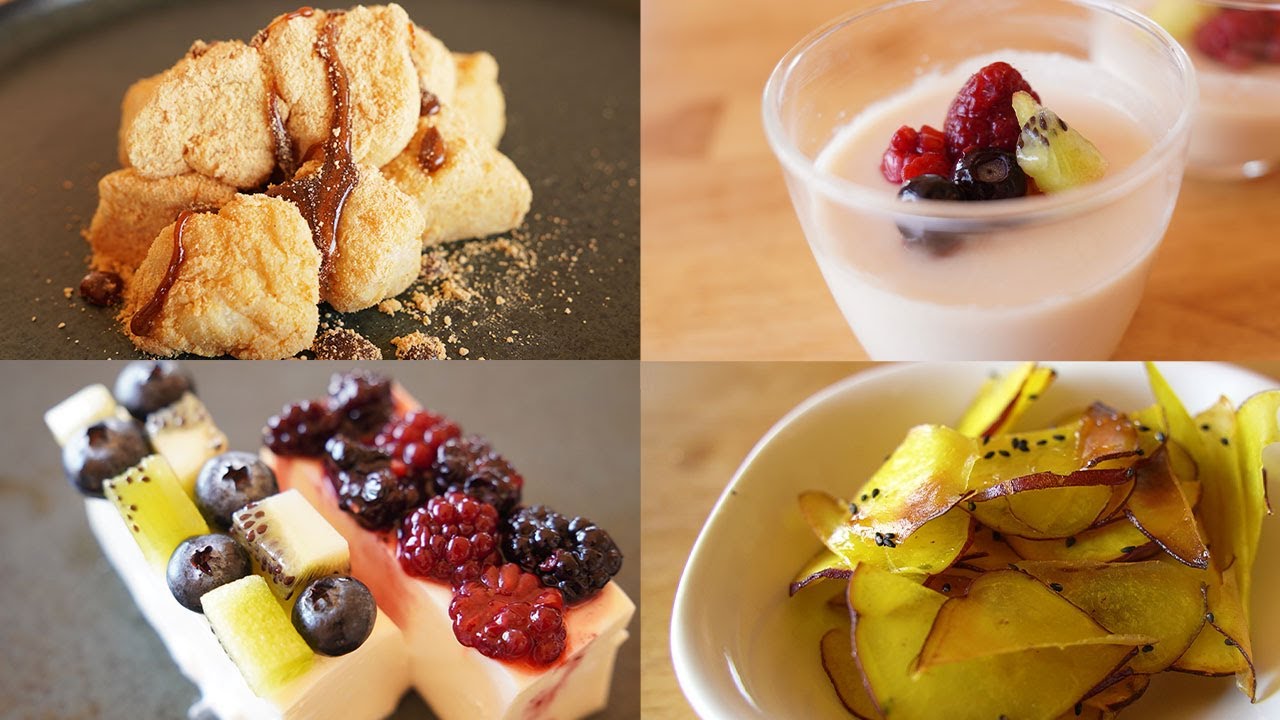 【ダイエットスイーツ】我慢ばかりじゃ続かない！超簡単・低糖質な太らないおやつレシピ / レアチーズケーキ/パンナコッタ/豆腐きなこ餅/さつまいもチップス