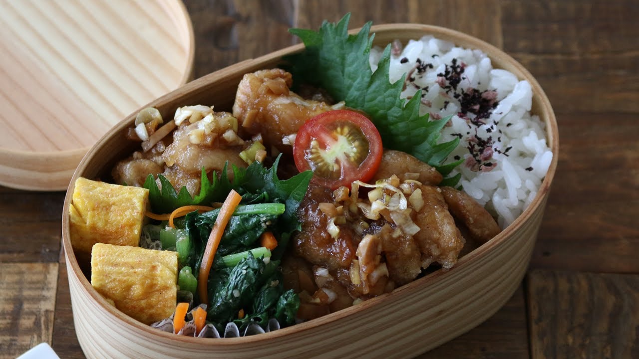 【お弁当作り】たった３品の簡単！油淋鶏弁当bento＃607