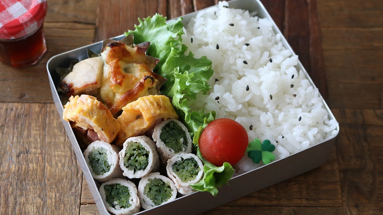 【お弁当】レンジで簡単！豆苗の豚ロール巻き弁当の作り方bento＃595