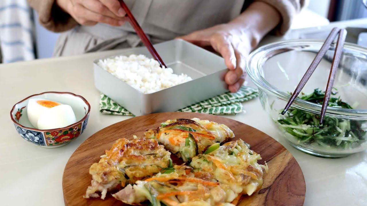 【お弁当作り】外はカリッと中はモチモチ！甘みたっぷり新玉ねぎチヂミ弁当bento＃777