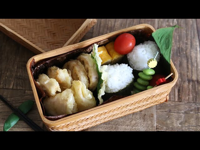 【お弁当作り】簡単３品おかずの鶏むね肉天ぷら弁当bento【旦那弁当】＃541