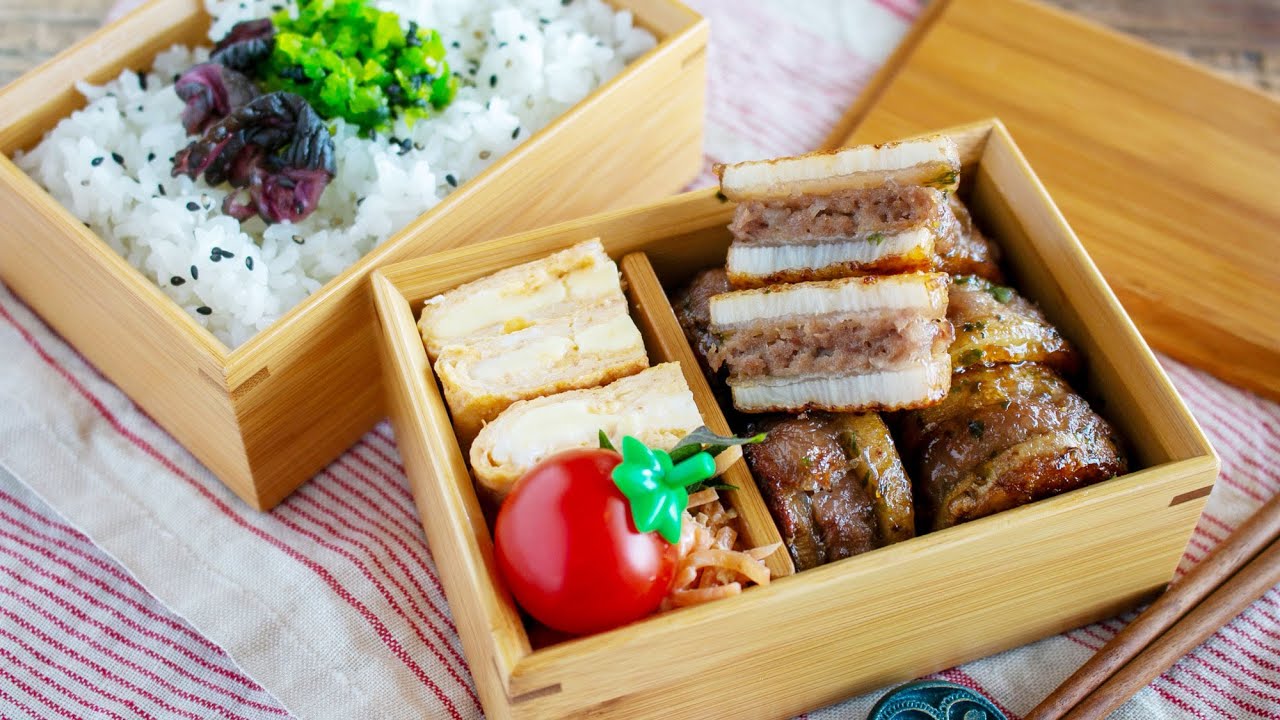 【節約弁当】１番美味しい挟み焼きはこれ！シャクシャク食感がたまらない長芋の挟み焼き弁当bento#1020