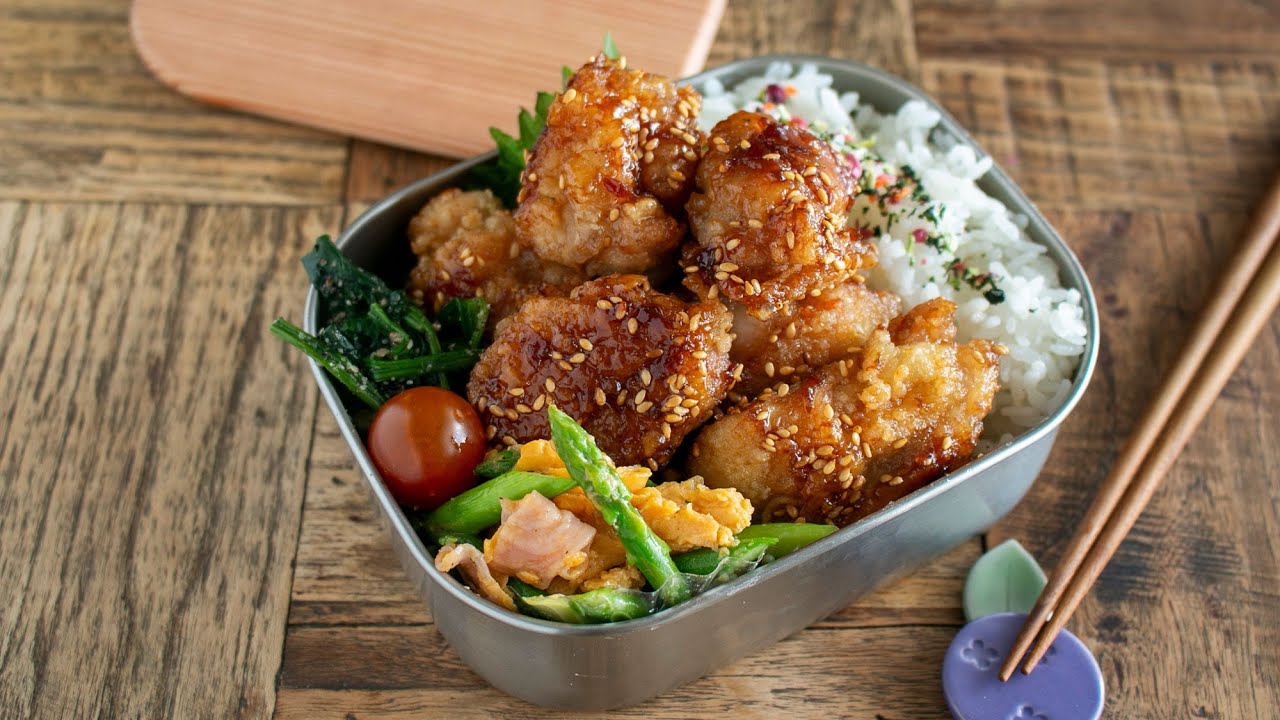 【お弁当作り】ごはんが足りなくなっちゃうよ！激ウマソースの唐揚げ弁当bento＃964