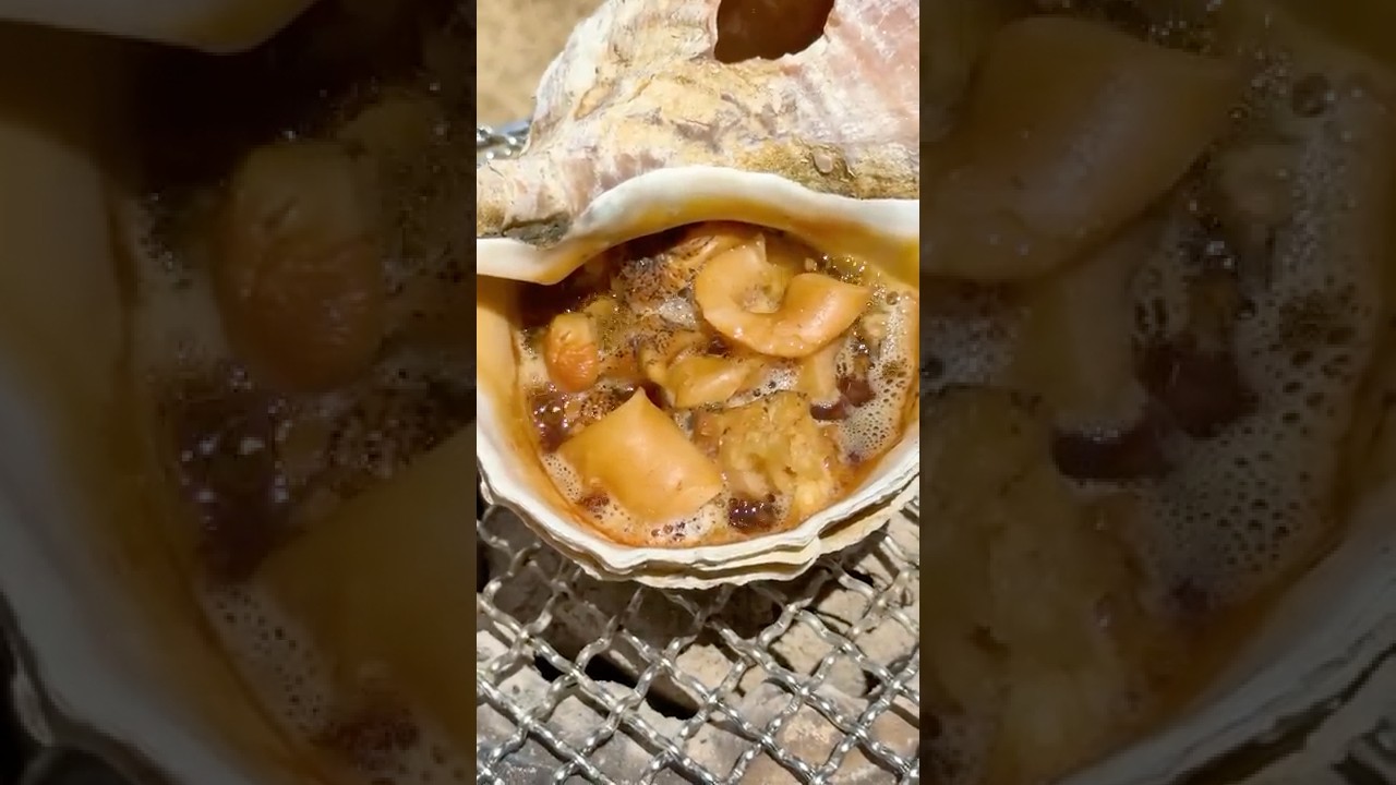 巨大つぶ貝の炭火焼きがうますぎる！