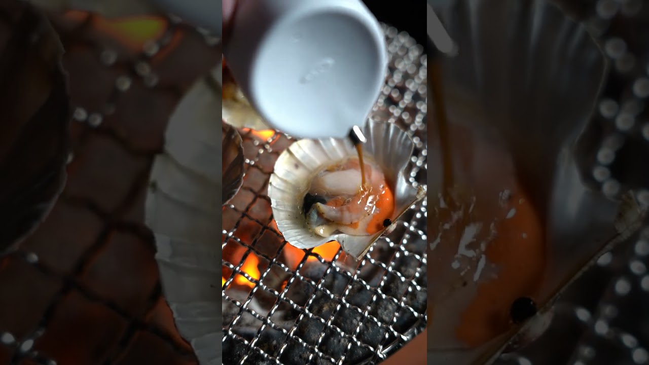 【七輪】イタヤガイの炭火焼がうますぎる！ #asmr #seafood #bbq #炭火焼き
