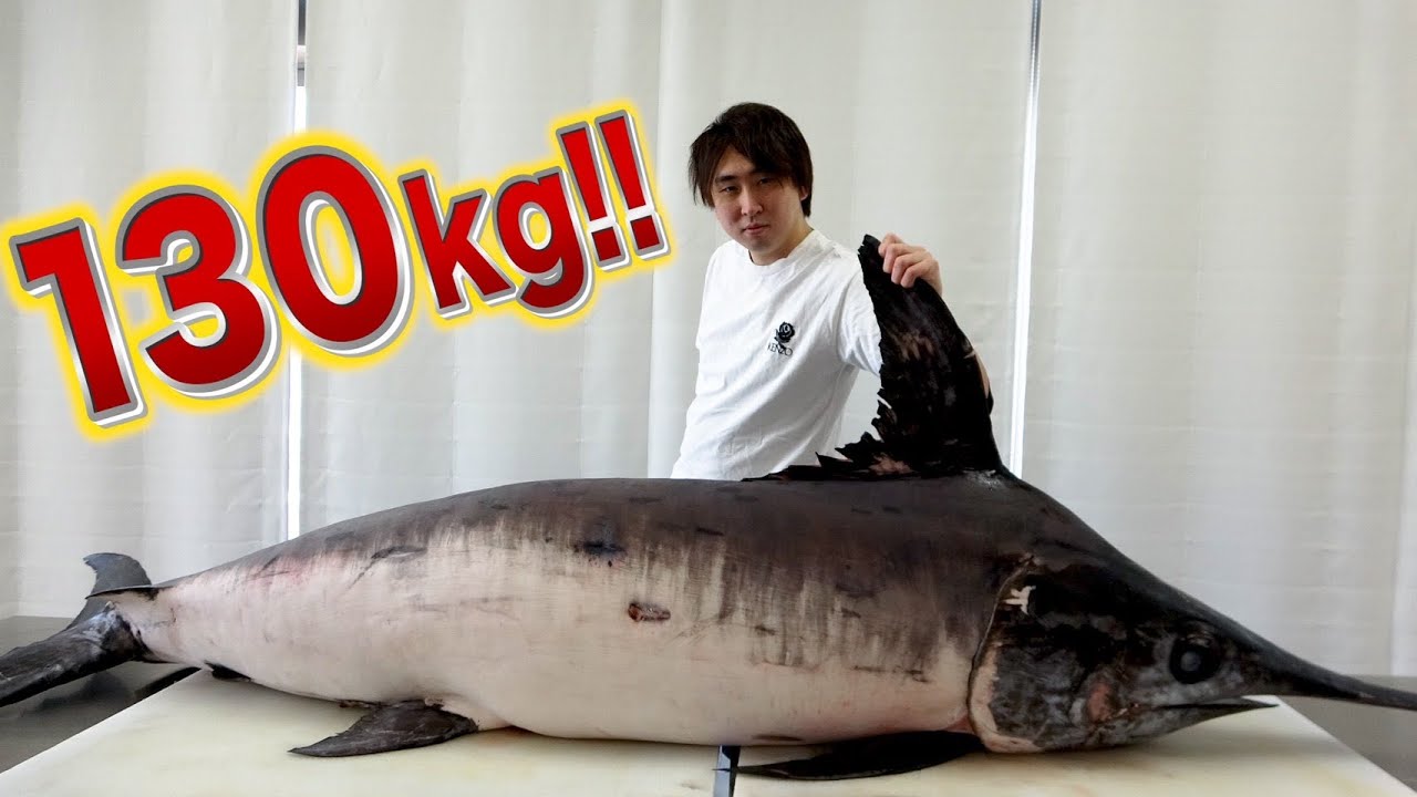 【きまぐれ史上最大】１３０キロの巨大魚を出刃で３枚におろしてお刺身としゃぶしゃぶで食べる。