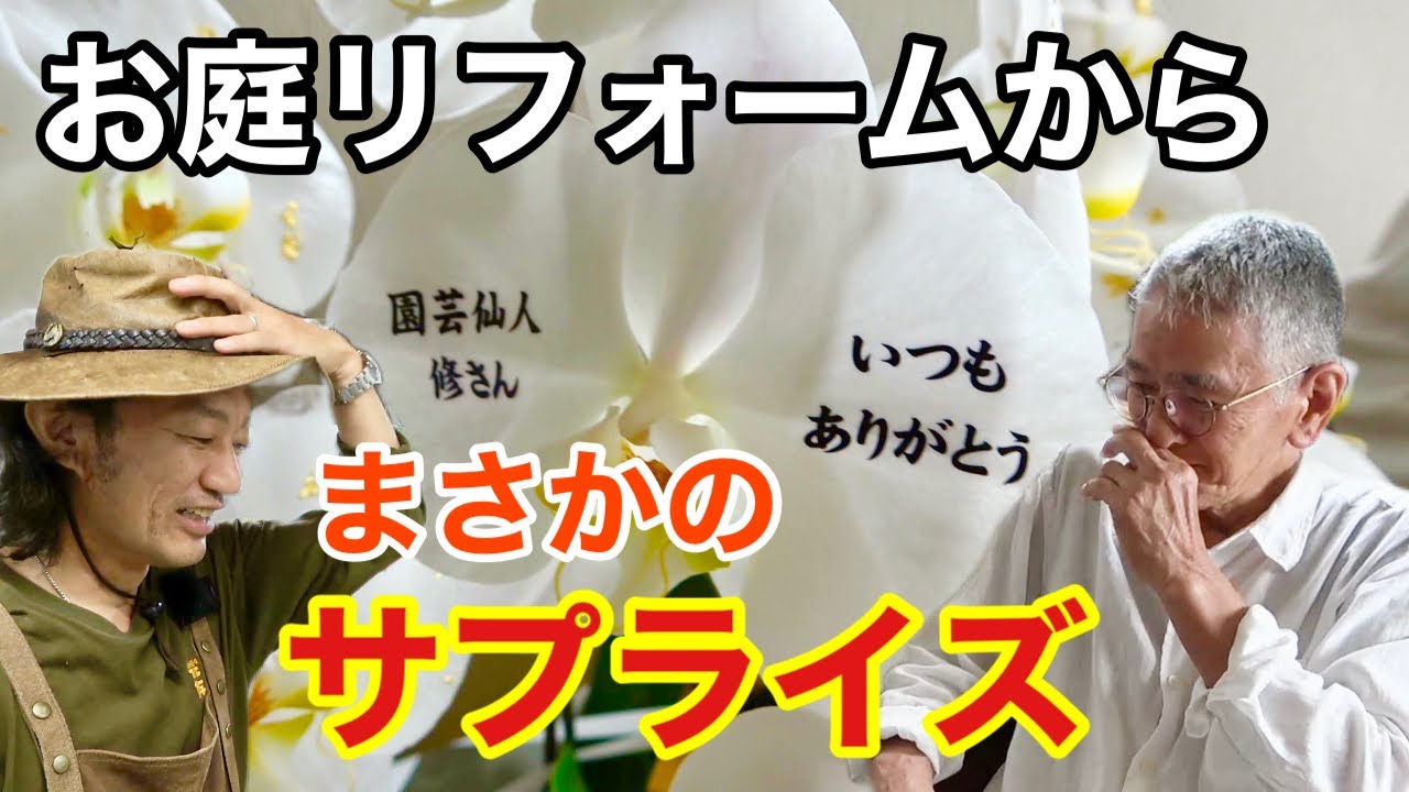 【庭作業からのドッキリ】何も知らない修さんに感謝の気持ちを伝えてみた。　　　　　【カーメン君】【園芸】【修リフォーム11】【敬老の日】【サプライズ】
