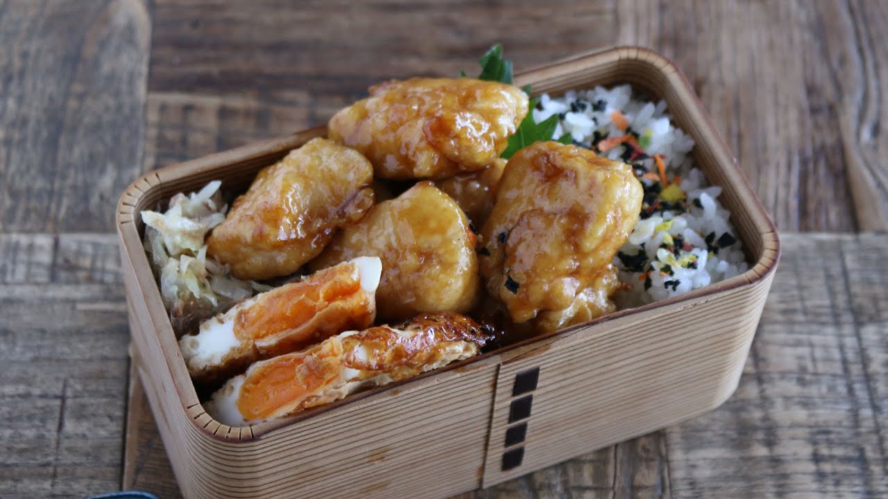 【お弁当作り】安くて旨すぎて大満足。鶏むね肉の甘酢ソース弁当bento＃925